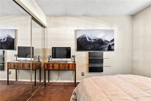 3718 Berkshire Rd, Pico Rivera, CA 90660 - bedroom with carpet floors, a textured ceiling, and a closet