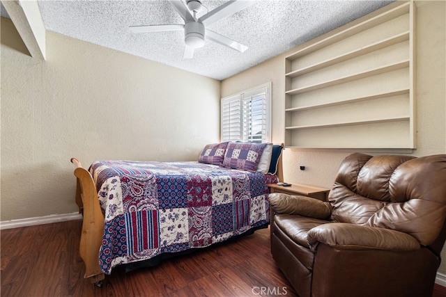 3718 Berkshire Rd, Pico Rivera, CA 90660 - bedroom with wood finished floors, a textured ceiling, a textured wall, and a ceiling fan
