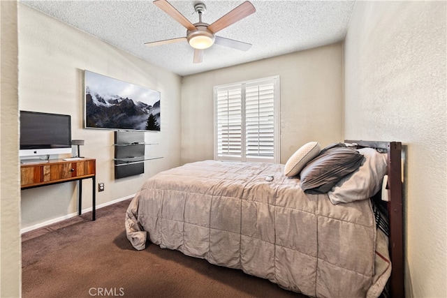 3718 Berkshire Rd, Pico Rivera, CA 90660 - bedroom with carpet, a textured ceiling, and a ceiling fan