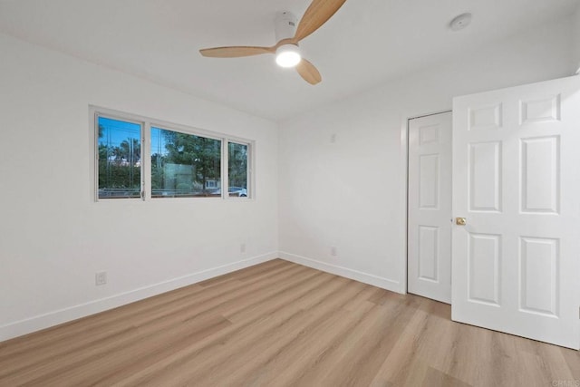 709 Puebla St, Encinitas, CA 92024 - unfurnished bedroom featuring light wood-type flooring and ceiling fan