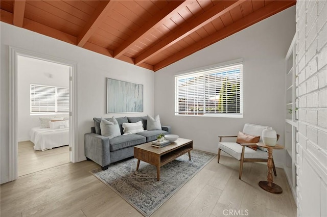 15352 Pastrana Dr, La Mirada, CA 90638 - living area with light wood finished floors and wooden ceiling