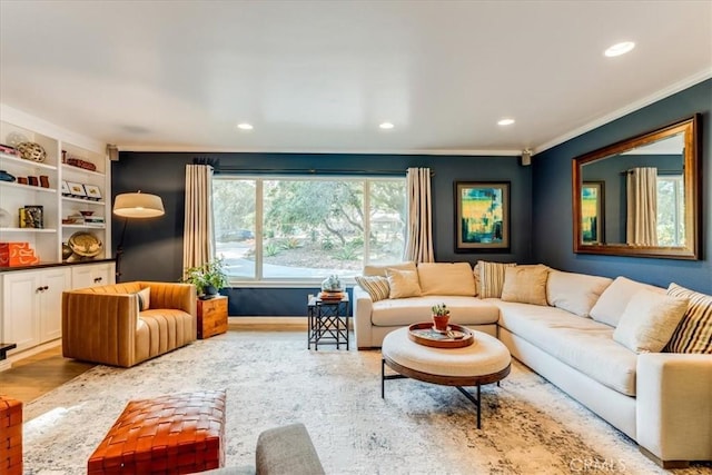 947 Calimex, Nipomo, CA 93444 - living room with recessed lighting, ornamental molding, and wood finished floors