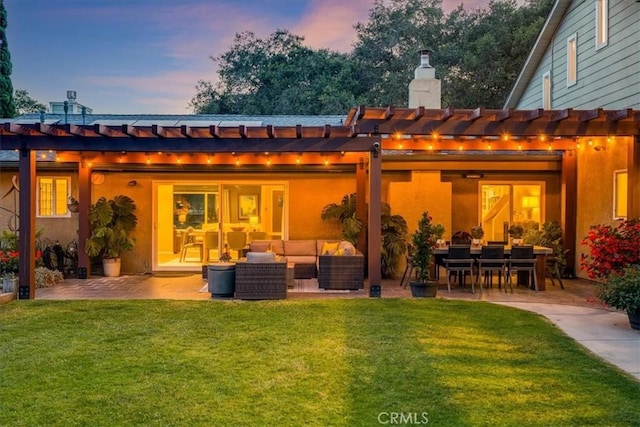 947 Calimex, Nipomo, CA 93444 - rear view of property featuring a chimney, outdoor lounge area, a pergola, and a yard