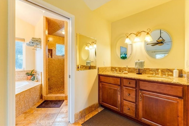 947 Calimex, Nipomo, CA 93444 - bathroom with double vanity, a garden tub, plenty of natural light, and a stall shower