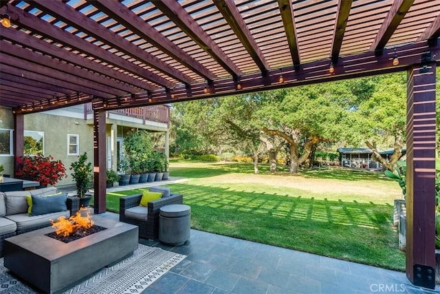 947 Calimex, Nipomo, CA 93444 - view of patio / terrace with a pergola and an outdoor living space with a fire pit