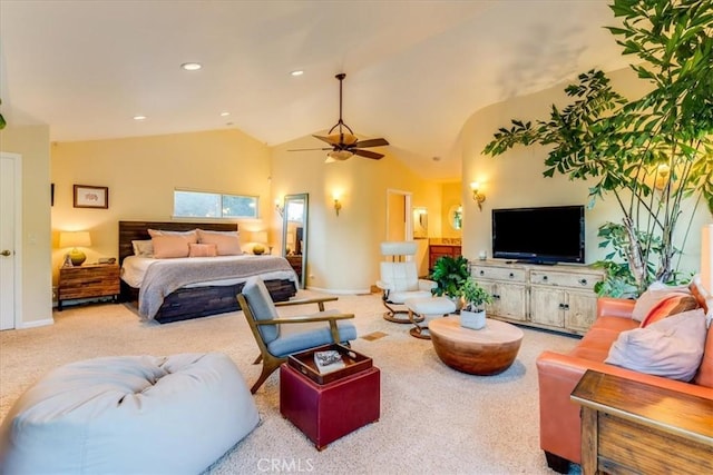947 Calimex, Nipomo, CA 93444 - bedroom featuring carpet, vaulted ceiling, and recessed lighting