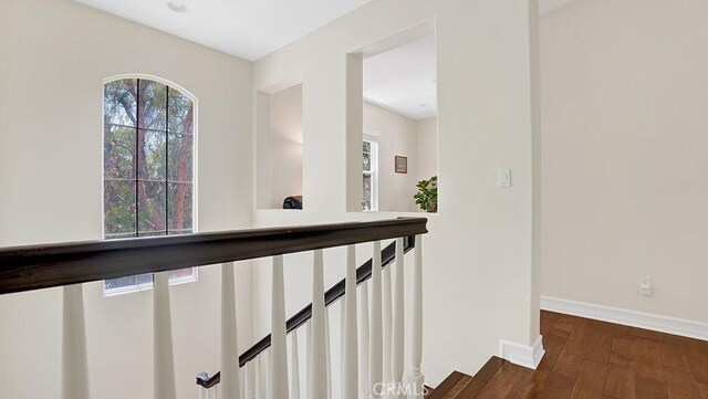 18 Via Canero, San Clemente, CA 92673 - hall with wood finished floors and an upstairs landing