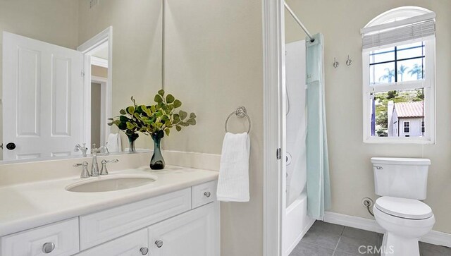 18 Via Canero, San Clemente, CA 92673 - full bath with vanity, tile patterned flooring, and shower / bathtub combination with curtain