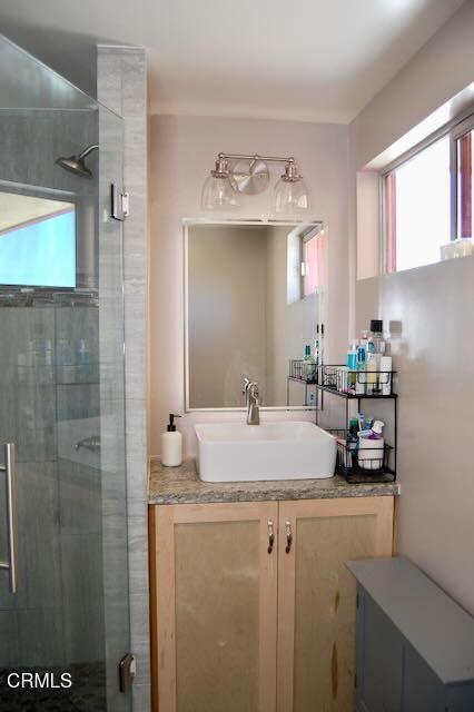 691 Via Ondulando, Ventura, CA 93003 - full bathroom with a shower stall and vanity