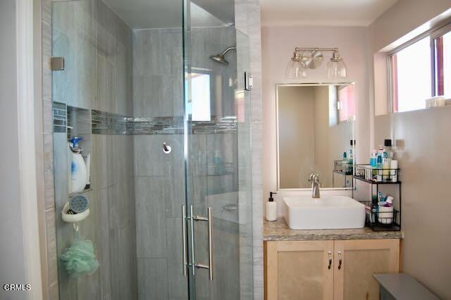 691 Via Ondulando, Ventura, CA 93003 - bathroom featuring a shower stall and vanity