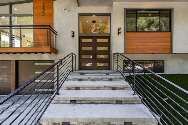 325 N Madison Ave, Monrovia, CA 91016 - entrance to property featuring stucco siding and french doors