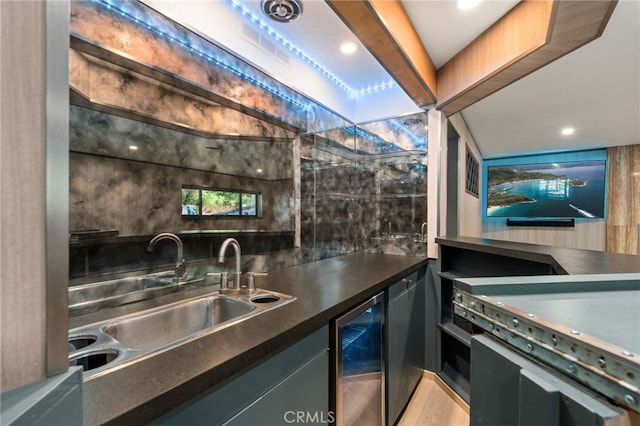 325 N Madison Ave, Monrovia, CA 91016 - indoor wet bar featuring beverage cooler and recessed lighting