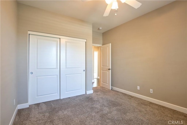 27974 Garda Ct, Menifee, CA 92585 - unfurnished bedroom with carpet floors, a closet, and ceiling fan