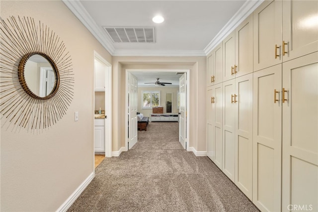 14131 Apple Grove Ct, Eastvale, CA 92880 - corridor with light colored carpet and crown molding