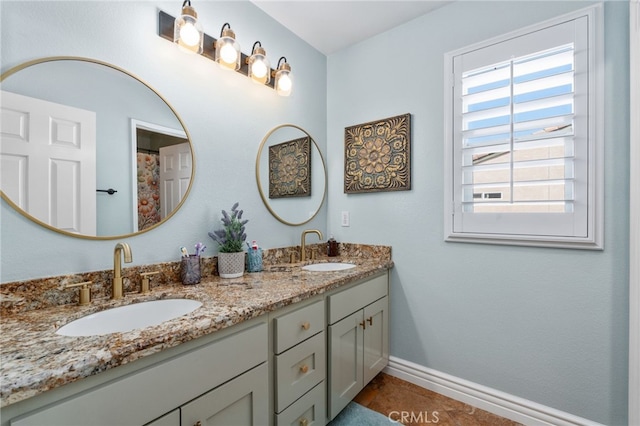 14131 Apple Grove Ct, Eastvale, CA 92880 - bathroom with double vanity and tile patterned flooring