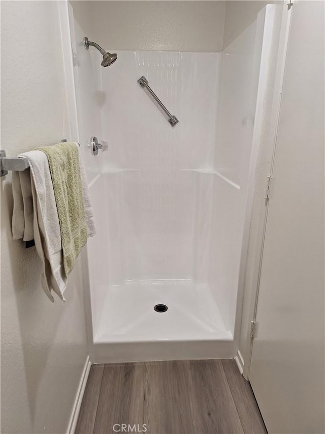 3144 Via Vis Unit Q, Laguna Woods, CA 92637 - full bathroom with wood finished floors and a shower stall