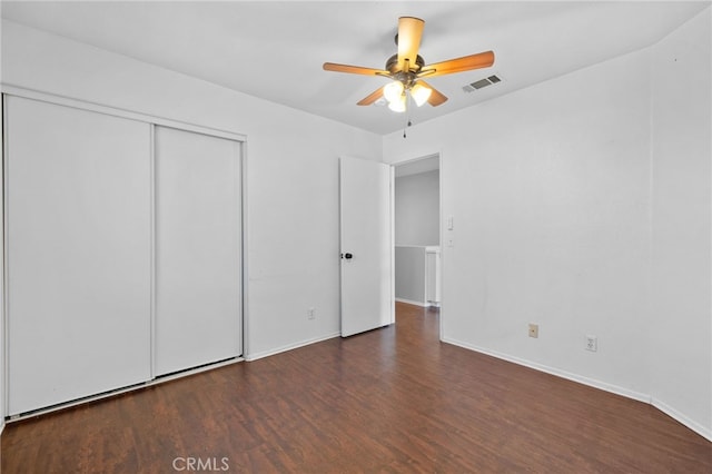 11890 Greenbluff Way, Yucaipa, CA 92399 - unfurnished bedroom with wood finished floors, a closet, and ceiling fan