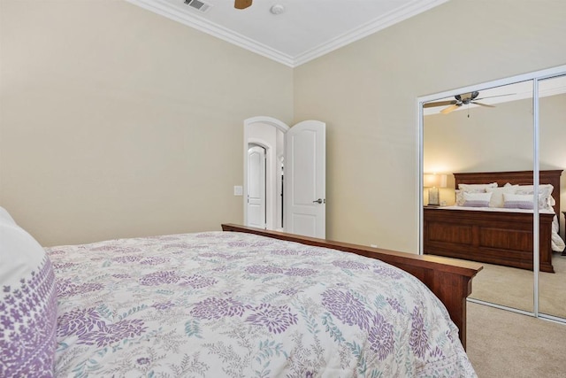 6130 Paseo Monona, Carlsbad, CA 92009 - carpeted bedroom featuring crown molding and a ceiling fan