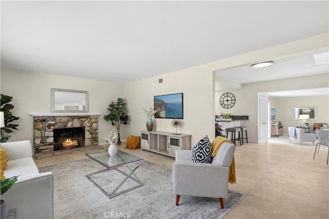 18643 Las Flores St, Fountain Valley, CA 92708 - living area featuring a fireplace