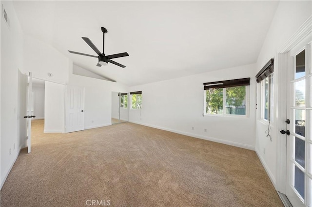 40132 White Leaf Ln, Murrieta, CA 92562 - spare room with light colored carpet, ceiling fan, plenty of natural light, and high vaulted ceiling