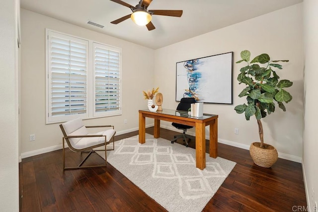 7603 Circulo Sequoia, Carlsbad, CA 92009 - office area featuring hardwood / wood-style flooring and a ceiling fan