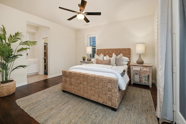 7603 Circulo Sequoia, Carlsbad, CA 92009 - bedroom with wood finished floors and a ceiling fan