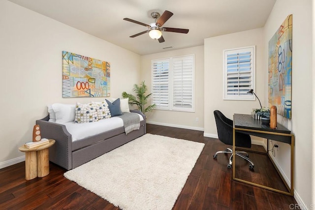 7603 Circulo Sequoia, Carlsbad, CA 92009 - office area with a ceiling fan and dark wood finished floors