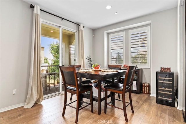 911 Santa Fe Ave Unit A, San Gabriel, CA 91776 - dining space featuring beverage cooler, light wood finished floors, and recessed lighting