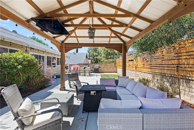 27763 Sequoia Glen Dr, Valencia, CA 91354 - fenced backyard with an outdoor hangout area, a gazebo, and a patio
