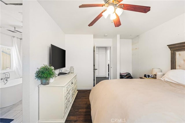 27763 Sequoia Glen Dr, Valencia, CA 91354 - bedroom with dark wood-style flooring and a ceiling fan