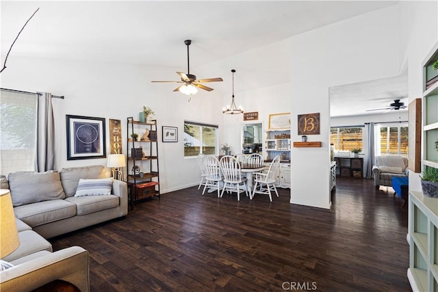 27763 Sequoia Glen Dr, Valencia, CA 91354 - living area featuring ceiling fan, wood finished floors, and a chandelier