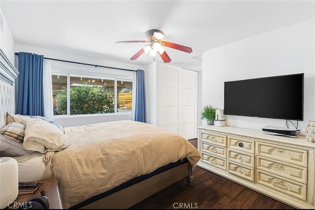 27763 Sequoia Glen Dr, Valencia, CA 91354 - bedroom with dark wood finished floors and ceiling fan