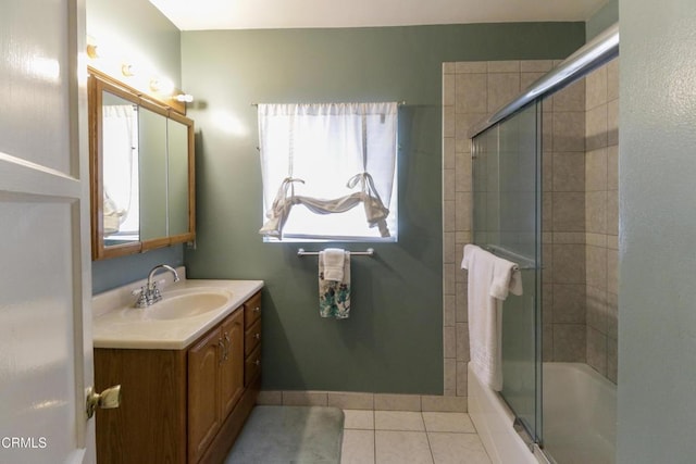 3036 Fairesta St, La Crescenta, CA 91214 - bathroom with tile patterned flooring, vanity, and enclosed tub / shower combo