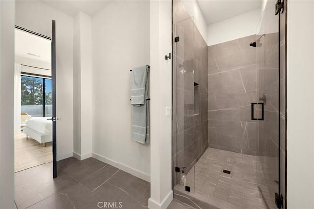 756 W 19th St Unit B, Costa Mesa, CA 92627 - full bathroom with a stall shower, connected bathroom, and tile patterned flooring