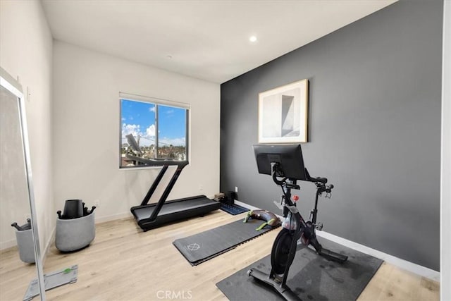 756 W 19th St Unit B, Costa Mesa, CA 92627 - workout area featuring wood finished floors and recessed lighting