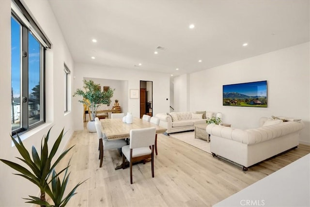 756 W 19th St Unit B, Costa Mesa, CA 92627 - dining space featuring light wood-style flooring and recessed lighting