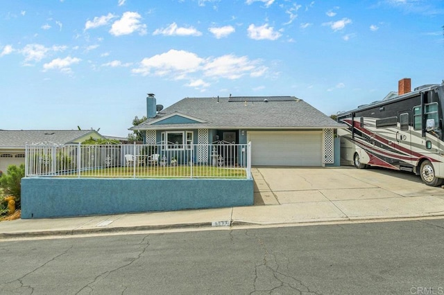 9933 Golden W Ln, Santee, CA 92071 - view of front facade featuring an attached garage, driveway, and a chimney