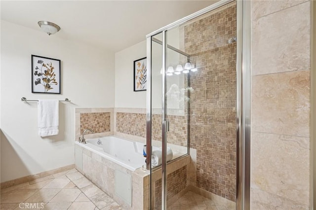 6221 Monterey Rd Unit 402, Los Angeles, CA 90042 - full bath featuring tile patterned flooring, a tub with jets, and a stall shower