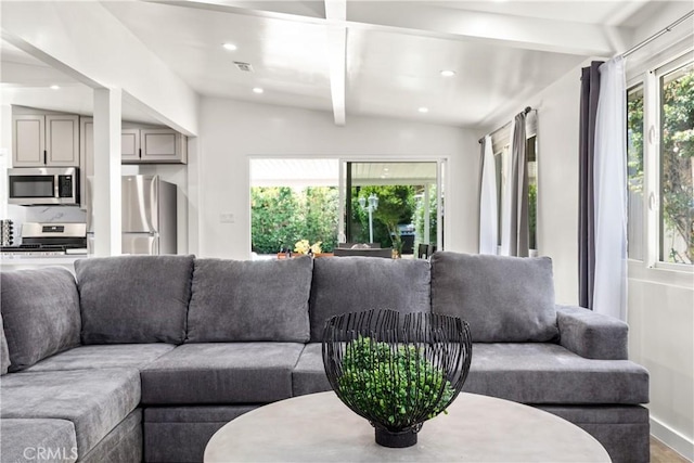 6535 Mary Ellen Ave, Valley Glen, CA 91401 - living room with recessed lighting and beam ceiling