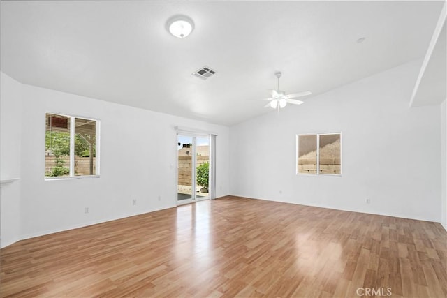 43733 6th St E, Lancaster, CA 93535 - unfurnished room with lofted ceiling, light wood-style flooring, and a ceiling fan
