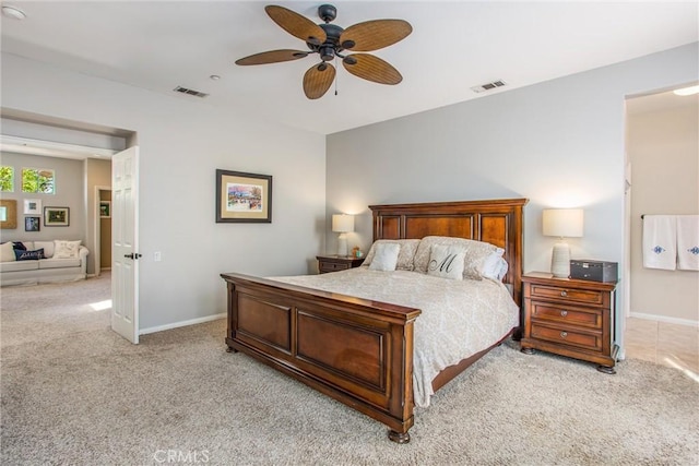 512 Golden W Dr, Redlands, CA 92373 - bedroom with light colored carpet and a ceiling fan