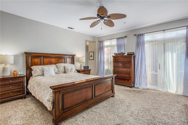 512 Golden W Dr, Redlands, CA 92373 - bedroom featuring light colored carpet and ceiling fan