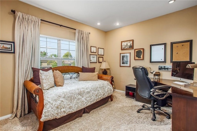 512 Golden W Dr, Redlands, CA 92373 - carpeted bedroom featuring recessed lighting and a desk
