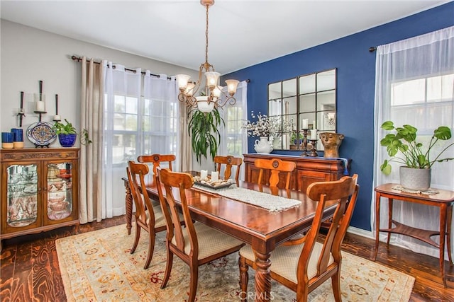 512 Golden W Dr, Redlands, CA 92373 - dining area with a chandelier and wood finished floors