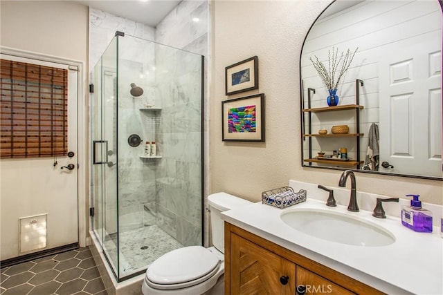 512 Golden W Dr, Redlands, CA 92373 - full bathroom with vanity, a stall shower, and tile patterned floors