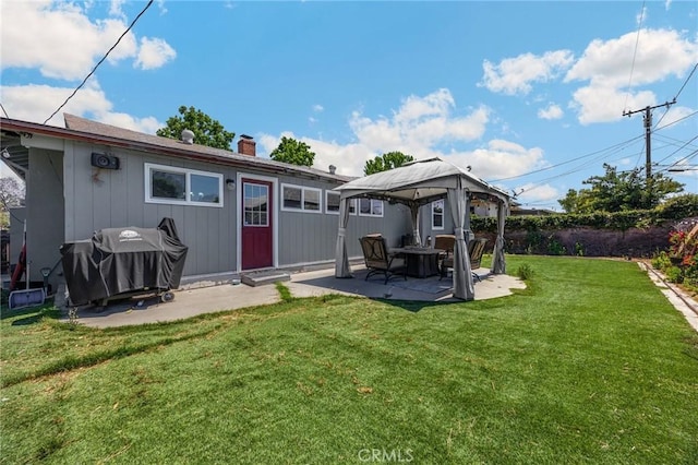 15902 Santa Fe St, Whittier, CA 90603 - back of property with a gazebo, a patio, a fenced backyard, and a chimney