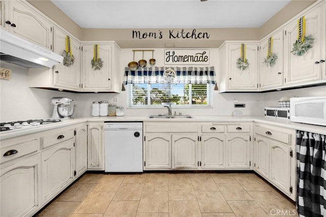 15902 Santa Fe St, Whittier, CA 90603 - kitchen with white appliances, ventilation hood, and light countertops