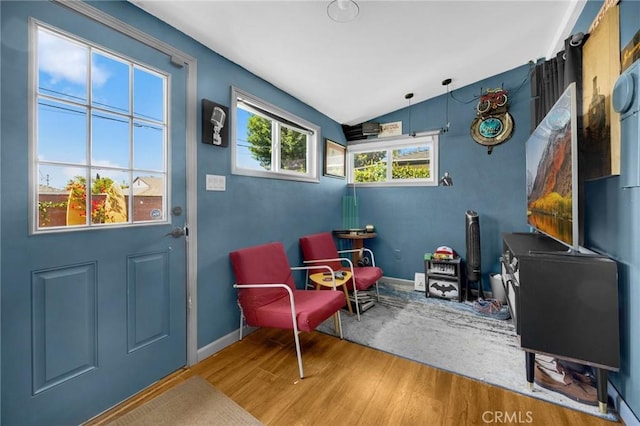 15902 Santa Fe St, Whittier, CA 90603 - living area with wood finished floors and vaulted ceiling