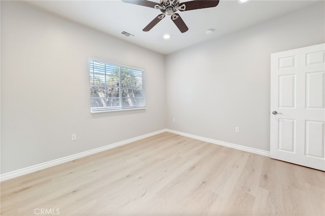 19615 E Tudor St, Covina, CA 91724 - unfurnished room featuring light wood-style flooring, ceiling fan, recessed lighting, and a smoke detector