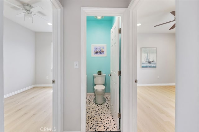 19615 E Tudor St, Covina, CA 91724 - bathroom with ceiling fan, wood finished floors, and recessed lighting